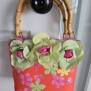 Lilly Pulitzer Pink and Green Floral Tote